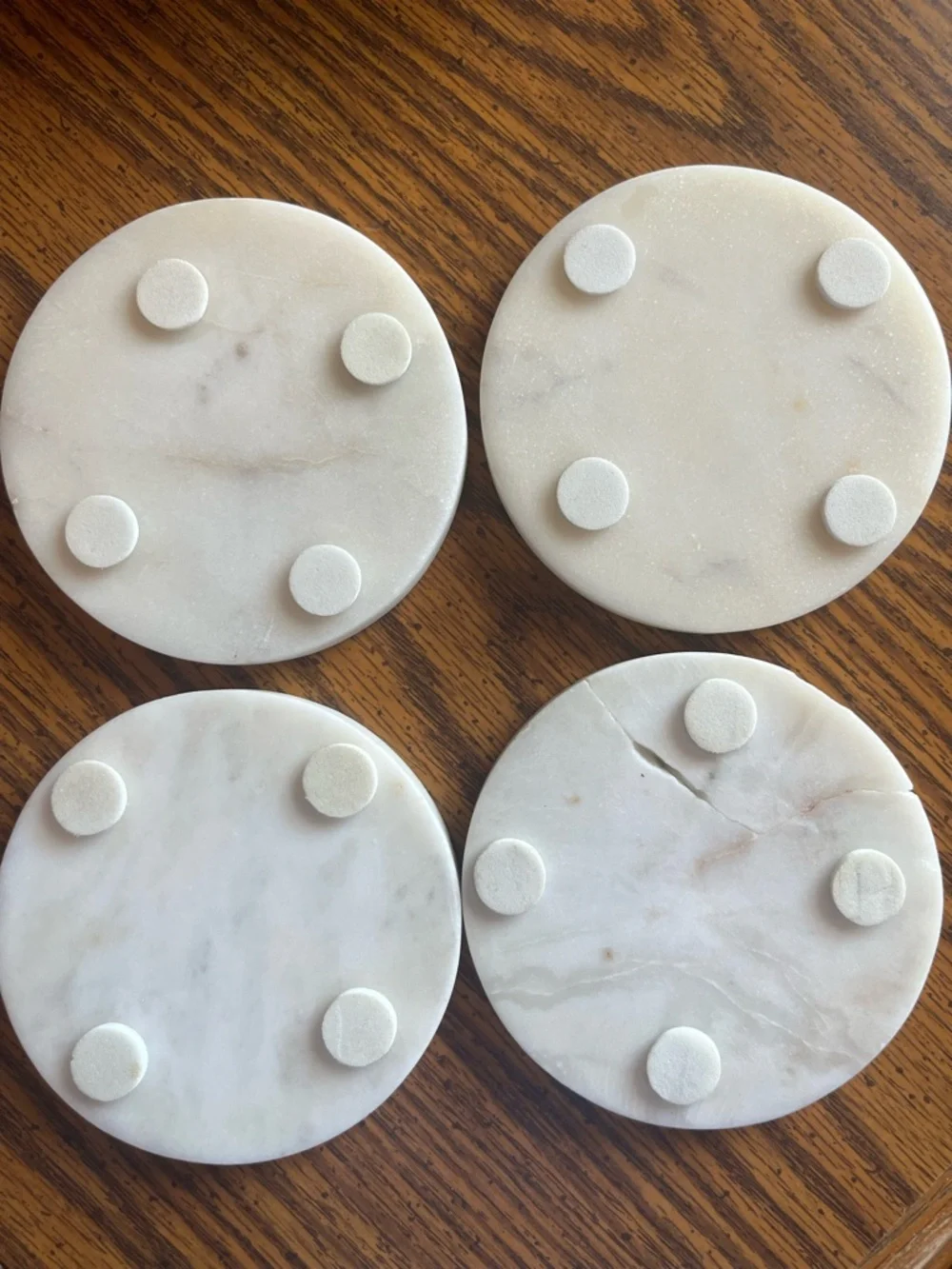 Pottery Barn Alphabet Marble/ Wood Coasters - Set Of 4 (Letter L)
